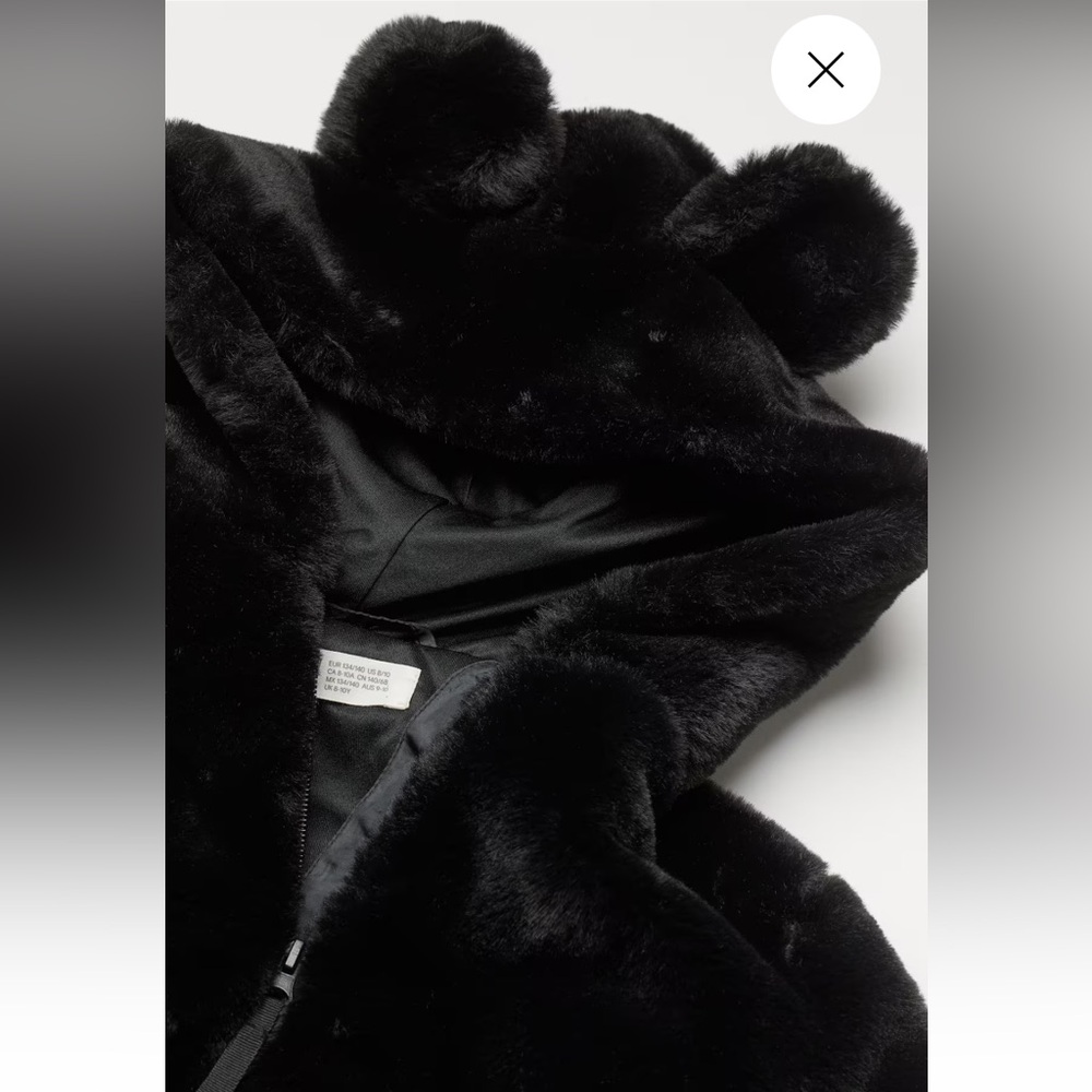 H&M Black Teddy Jacket with Ears